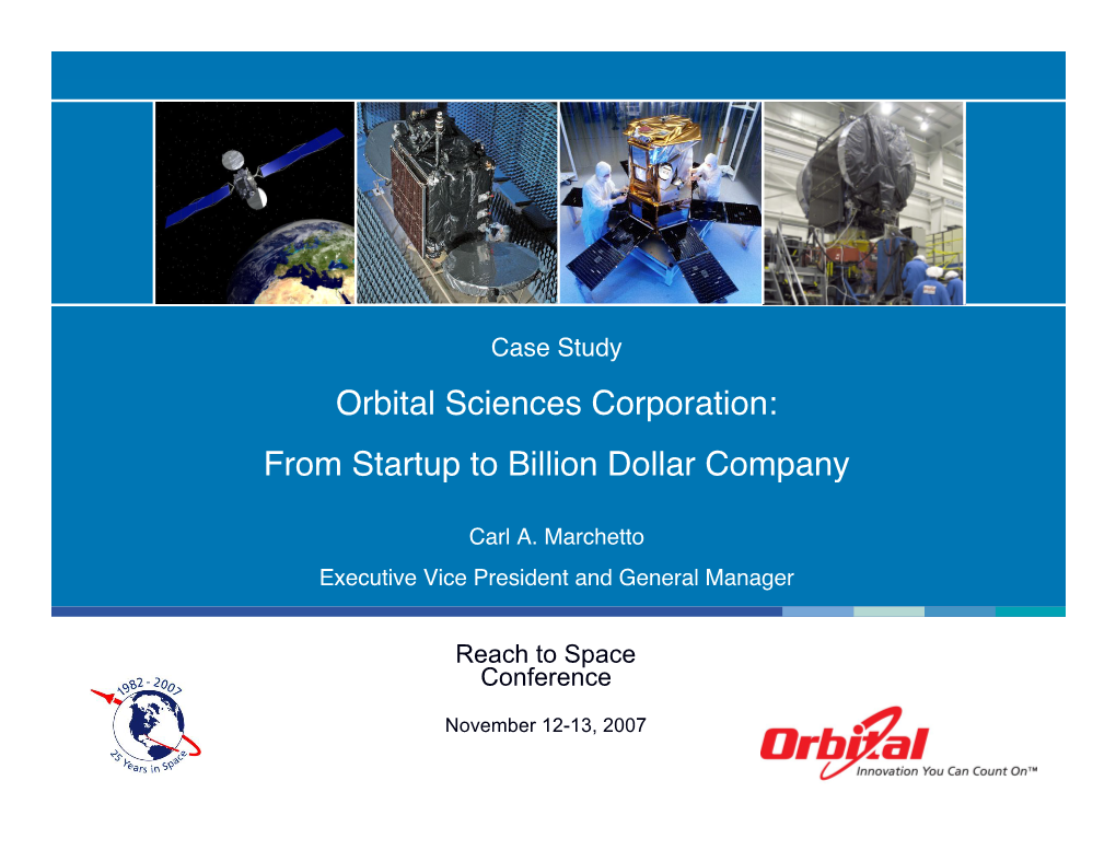Orbital Sciences Corporation: from Startup to Billion Dollar Company