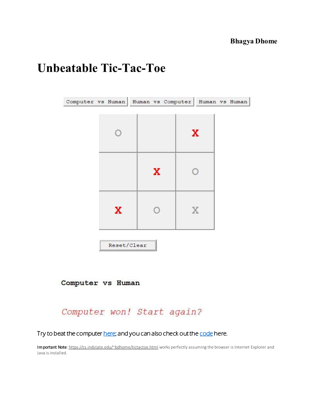 Unbeatable Tic-Tac-Toe