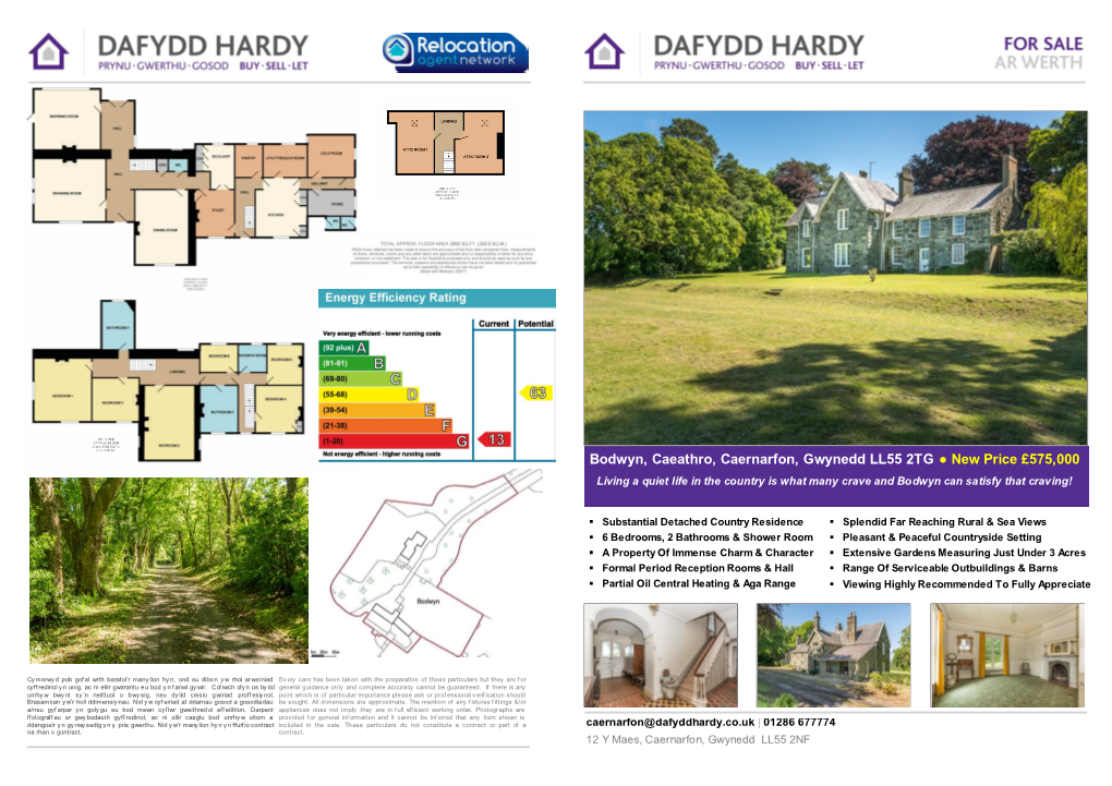 Bodwyn, Caeathro, Caernarfon, Gwynedd LL55 2TG New Price £575,000