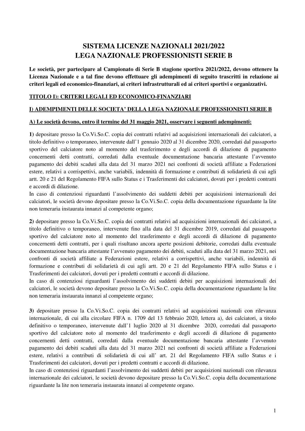 Manuale Licenze Nazionali Serie B 2021-2022