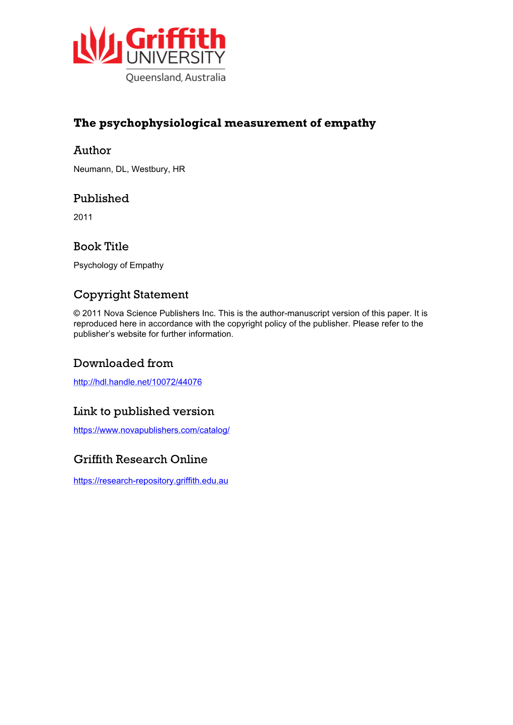 The Psychophysiological Measurement of Empathy