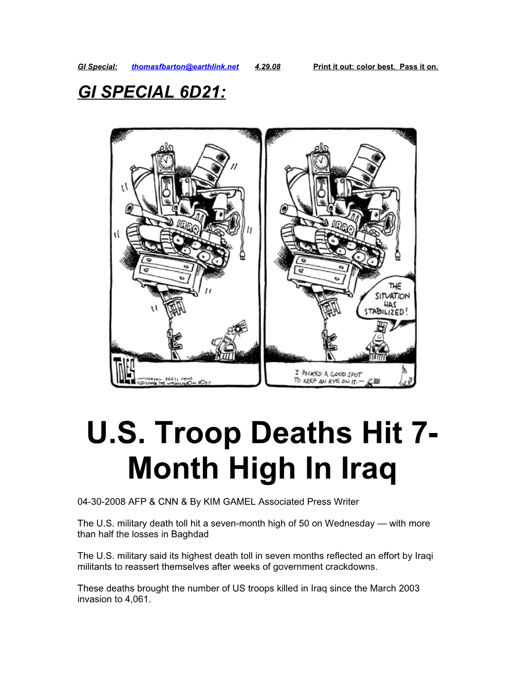 U.S. Troop Deaths Hit 7-Month High in Iraq