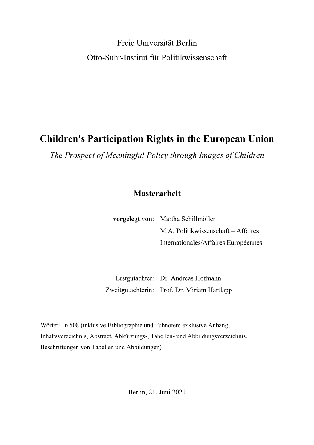 Children's Participation Rights in the European Union