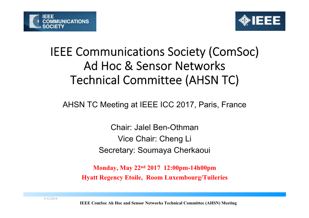 IEEE Communications Society (Comsoc) Ad Hoc & Sensor