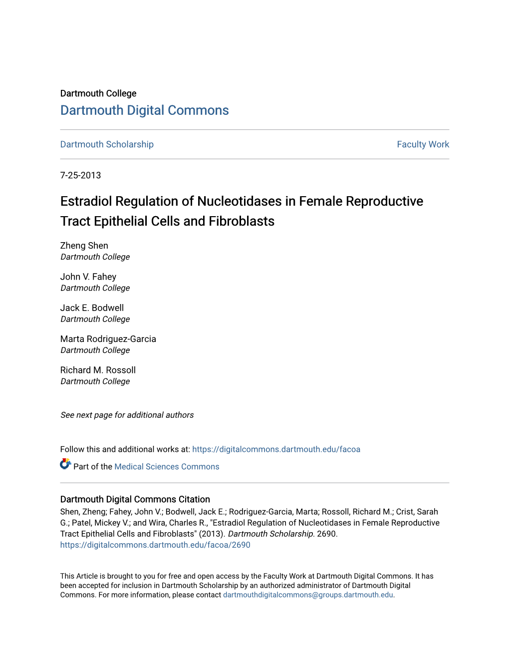 Estradiol Regulation of Nucleotidases in Female Reproductive Tract Epithelial Cells and Fibroblasts