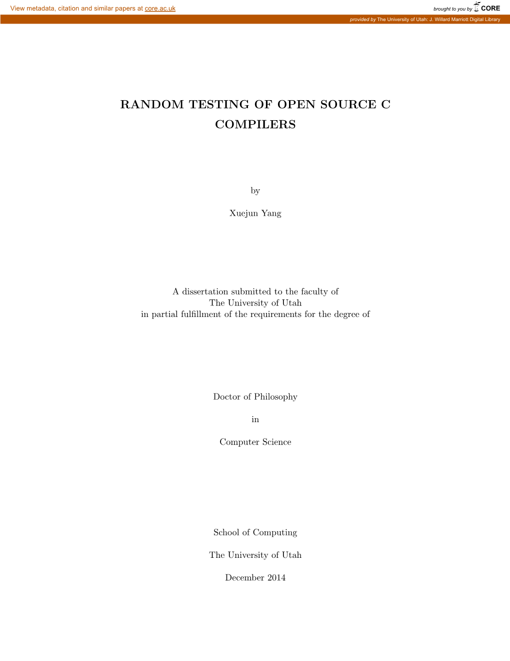 Random Testing of Open Source C Compilers