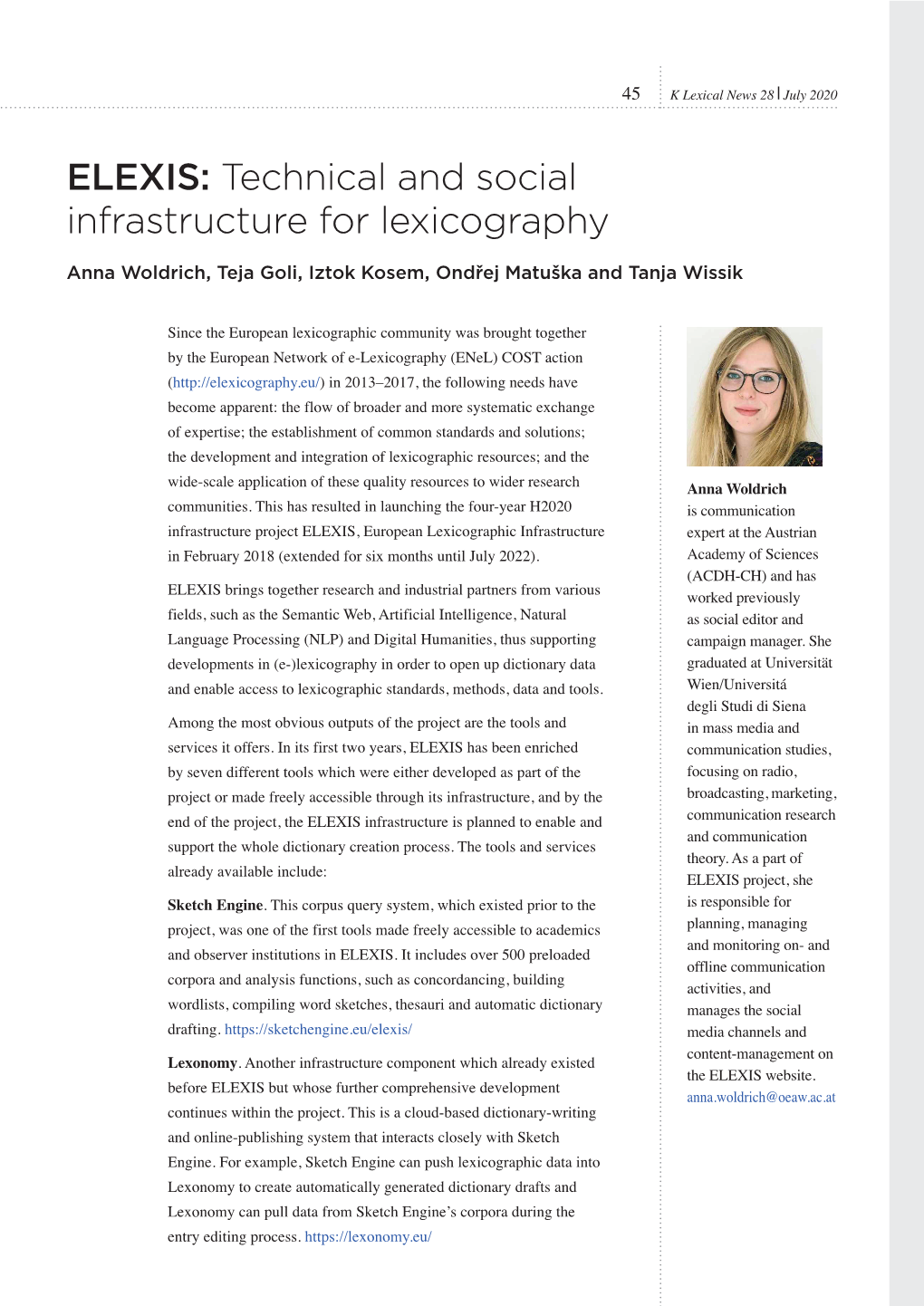 ELEXIS: Technical and Social Infrastructure for Lexicography