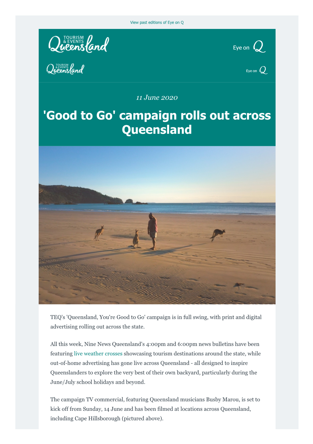 11 June 2020 'Good to Go' Campaign Rolls out Across Queensland