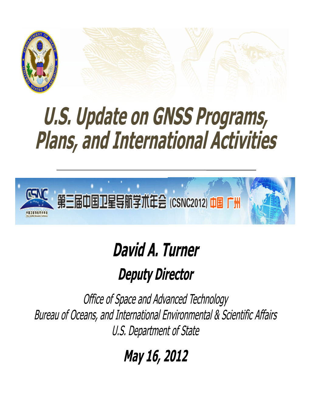 U.S. Update on GNSS Programs, Plans, and International Activities