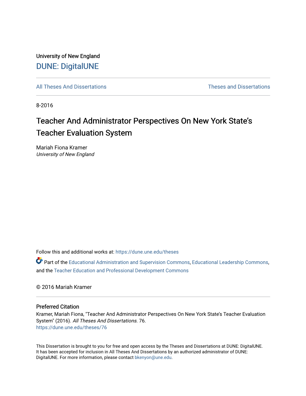 Teacher and Administrator Perspectives on New York State's