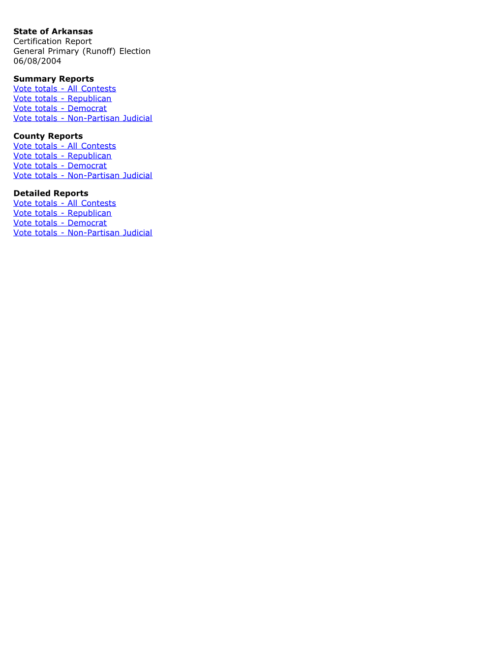 General Primary (Runoff) Election 06/08/2004