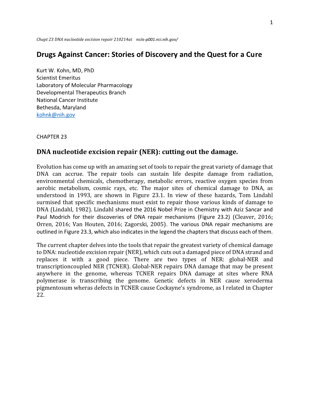 Chapter 23. DNA Nucleotide Excision Repair