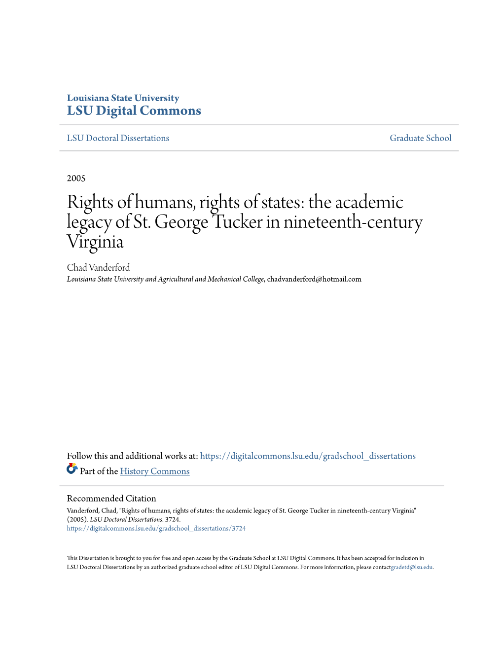 The Academic Legacy of St. George Tucker in Nineteenth-Century