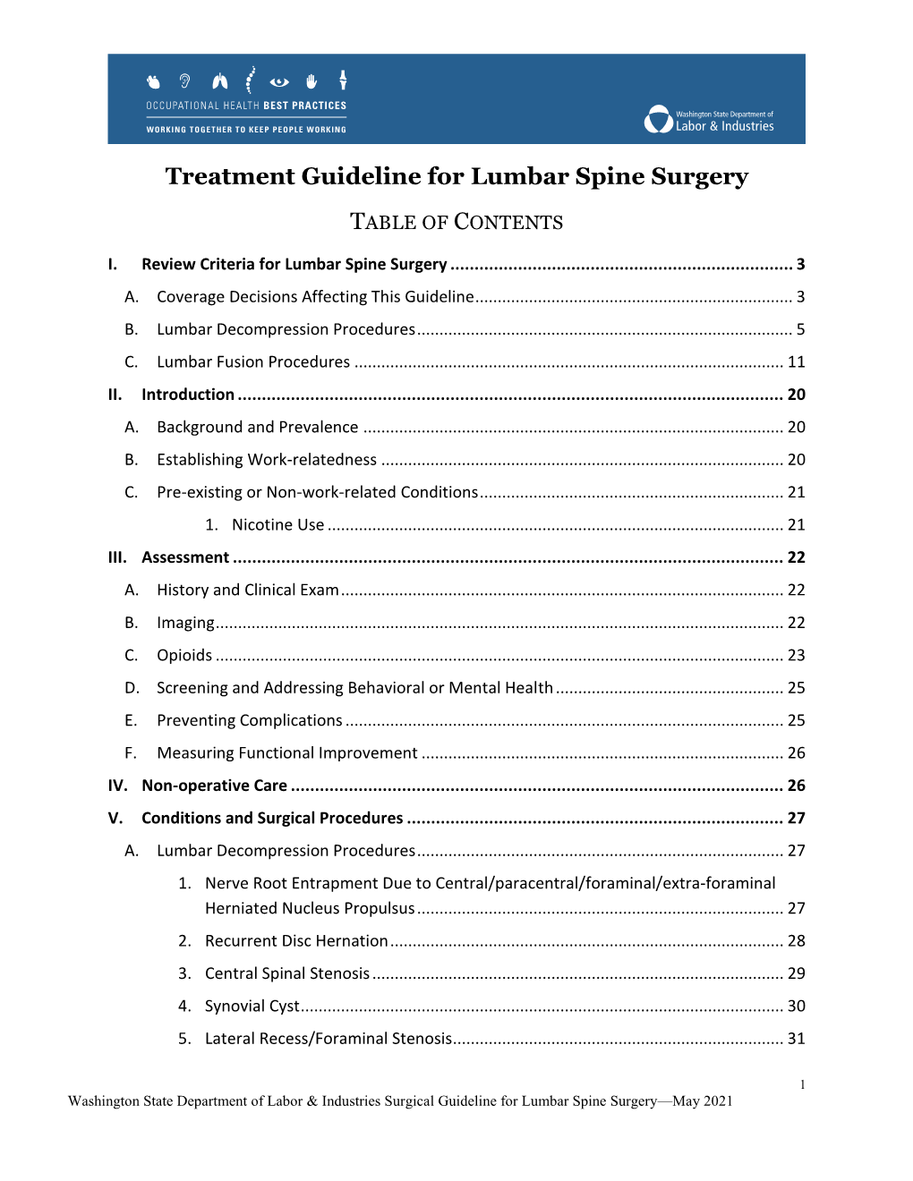 Lumbar Spine Surgery Guideline