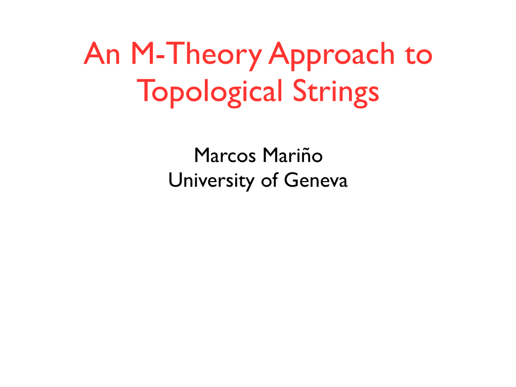 An M-Theory Approach to Topological Strings