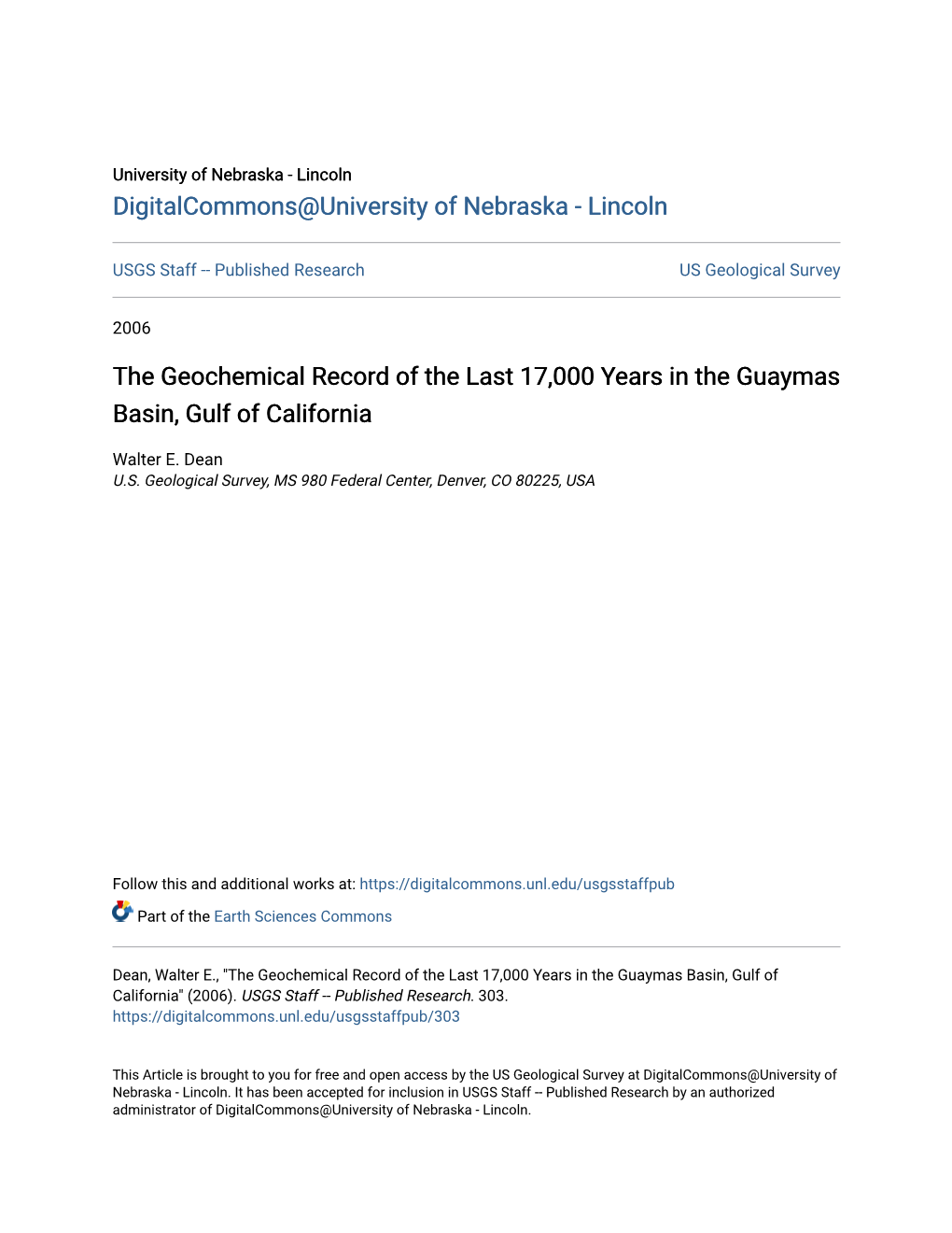 The Geochemical Record of the Last 17,000 Years in the Guaymas Basin, Gulf of California