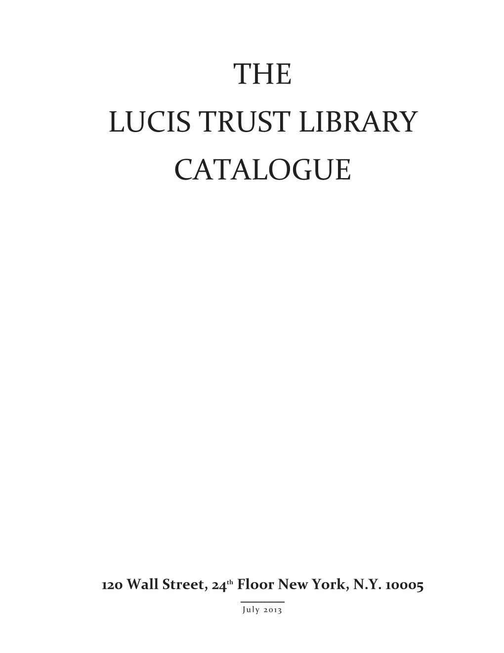 The Lucis Trust Library Catalogue