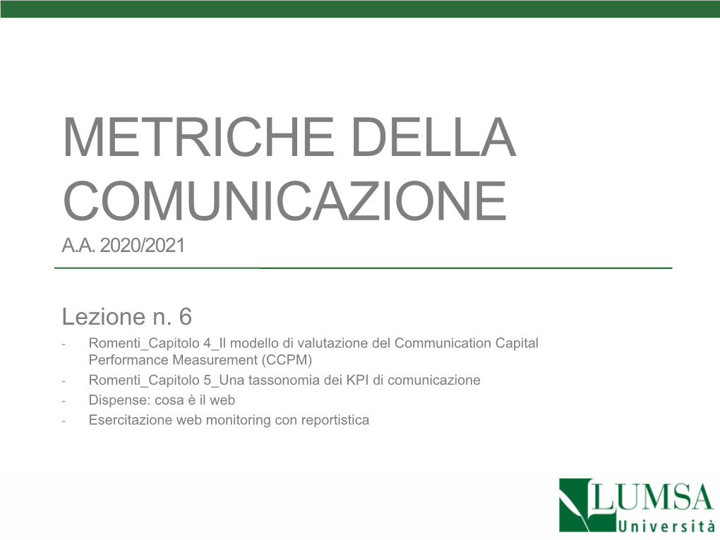 Metriche Della Comunicazione A.A