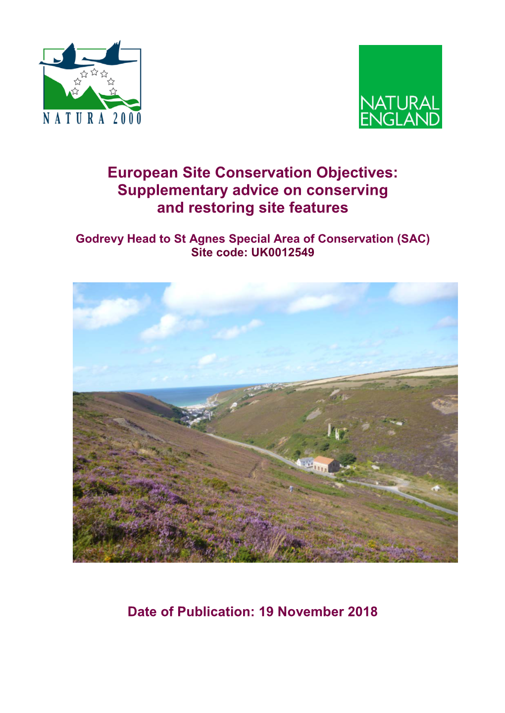 Godrevy Head to St Agnes SAC Conservation Objectives Supplementary Advice