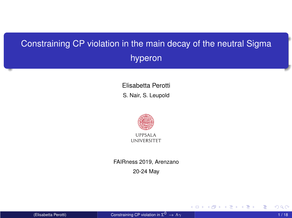 Constraining CP Violation in the Main Decay of the Neutral Sigma Hyperon