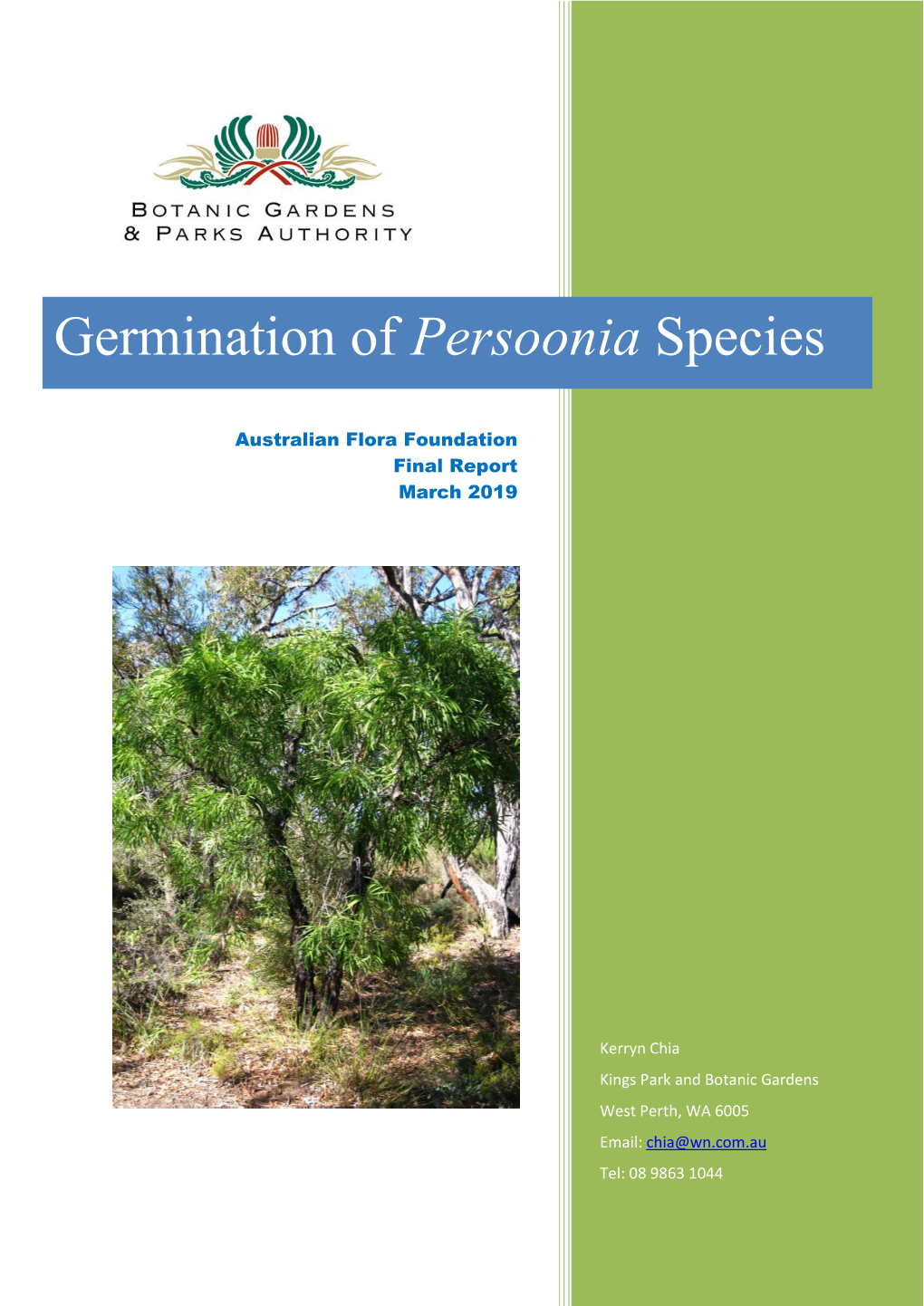 Germination of Persoonia Species