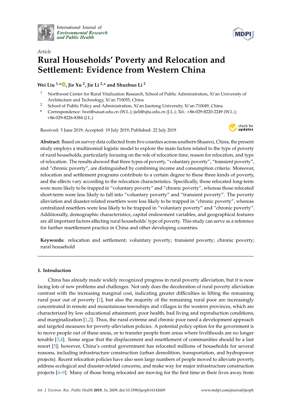 Rural Households' Poverty and Relocation and Settlement