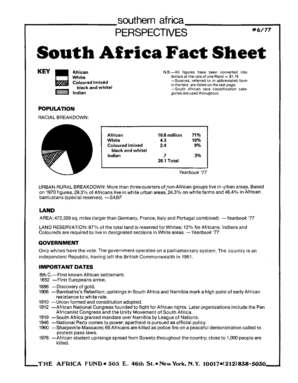 South Africa Fact Sheet