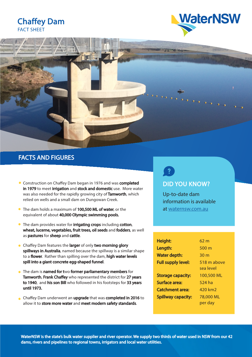 Chaffey Dam FACT SHEET