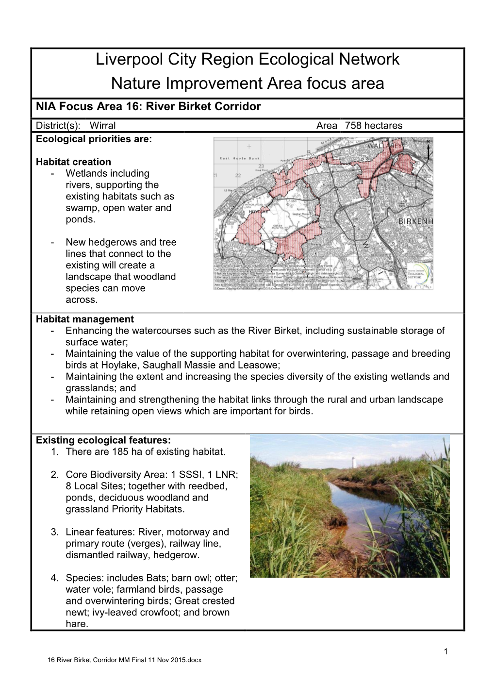 Liverpool City Region Ecological Network Nature Improvement Area Focus Area