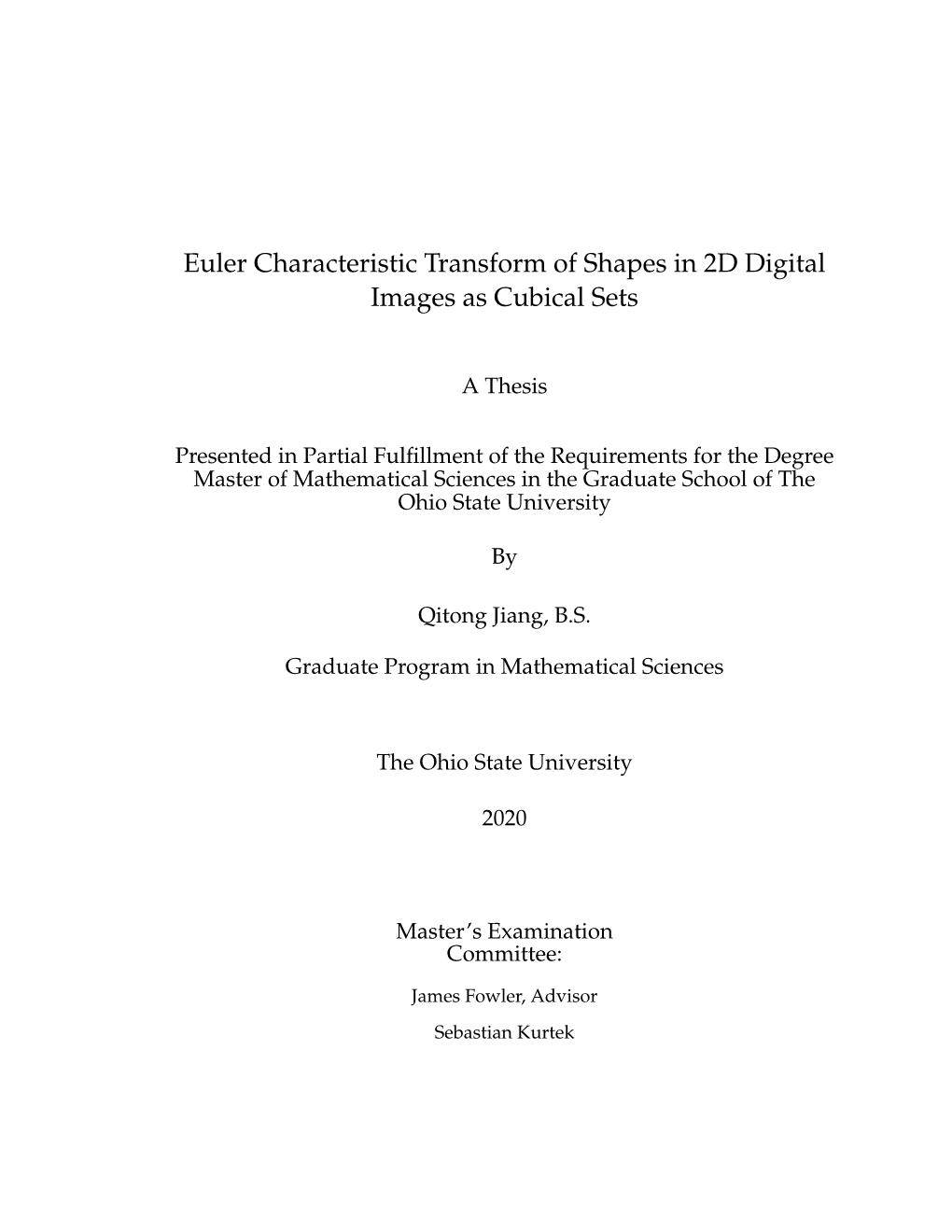 Euler Characteristic Transform of Shapes in 2D Digital Images As Cubical Sets