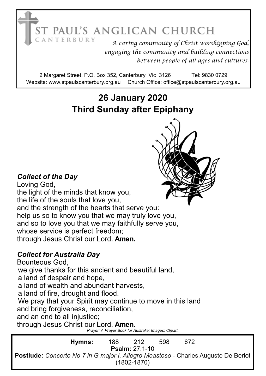 26 January 2020 Third Sunday After Epiphany