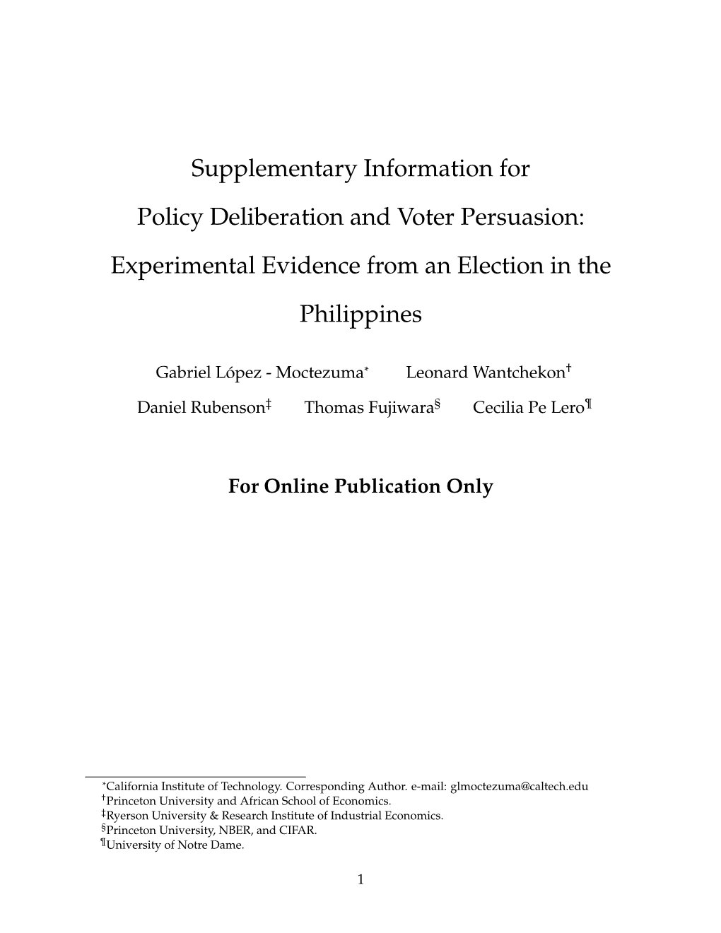 Policy Deliberation and Voter Persuasion: Experimental Evidence from an Election in the Philippines