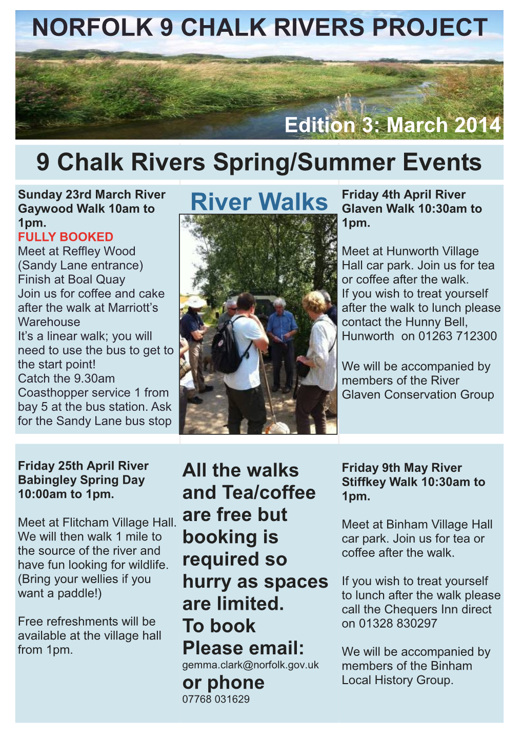 NORFOLK 9 CHALK RIVERS PROJECT 9 Chalk Rivers Spring/Summer Events River Walks