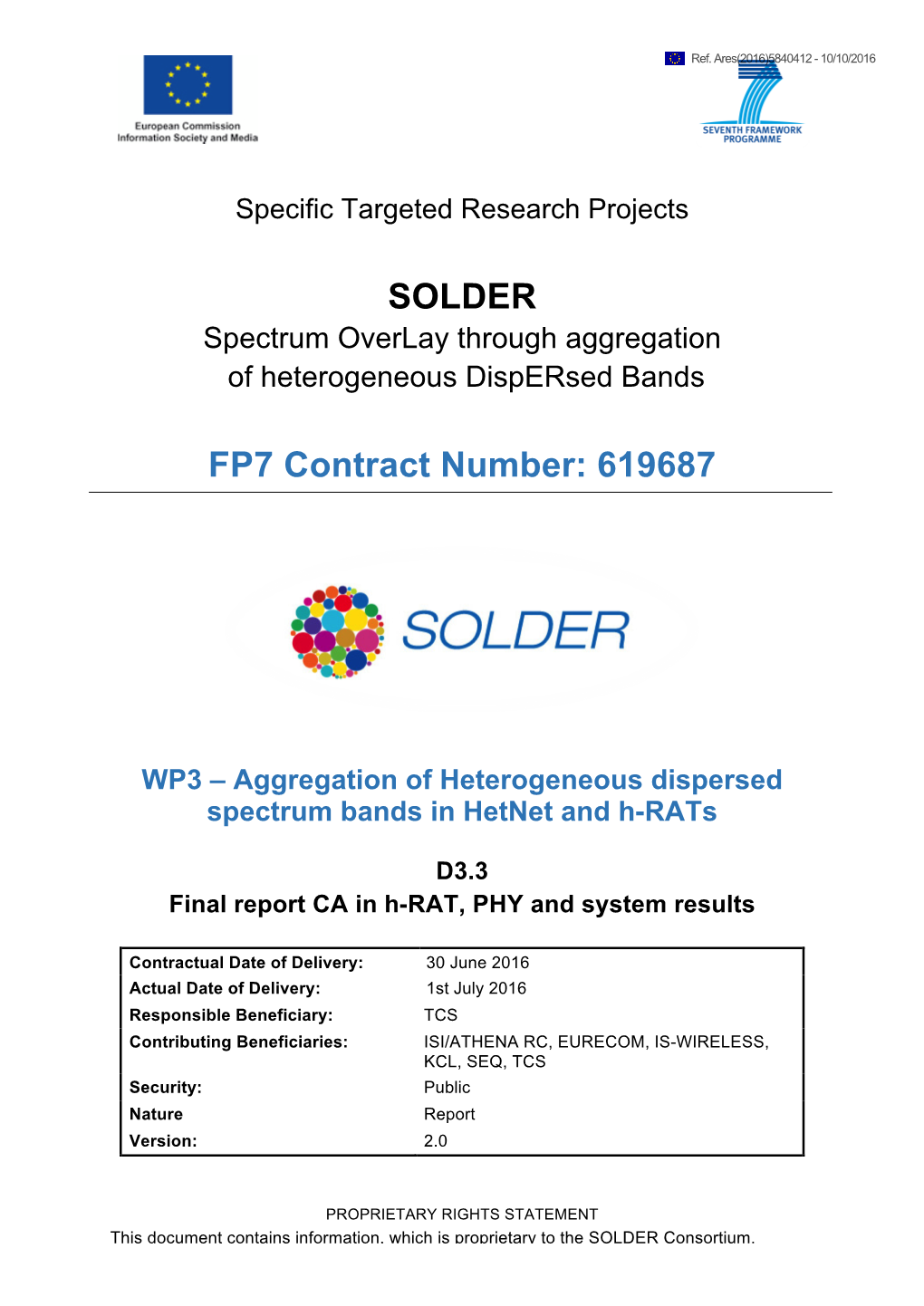 SOLDER FP7 Contract Number: 619687