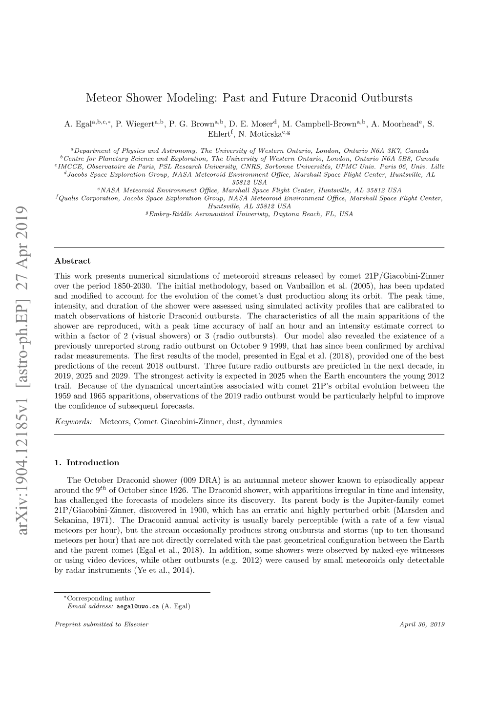 Meteor Shower Modeling: Past and Future Draconid Outbursts