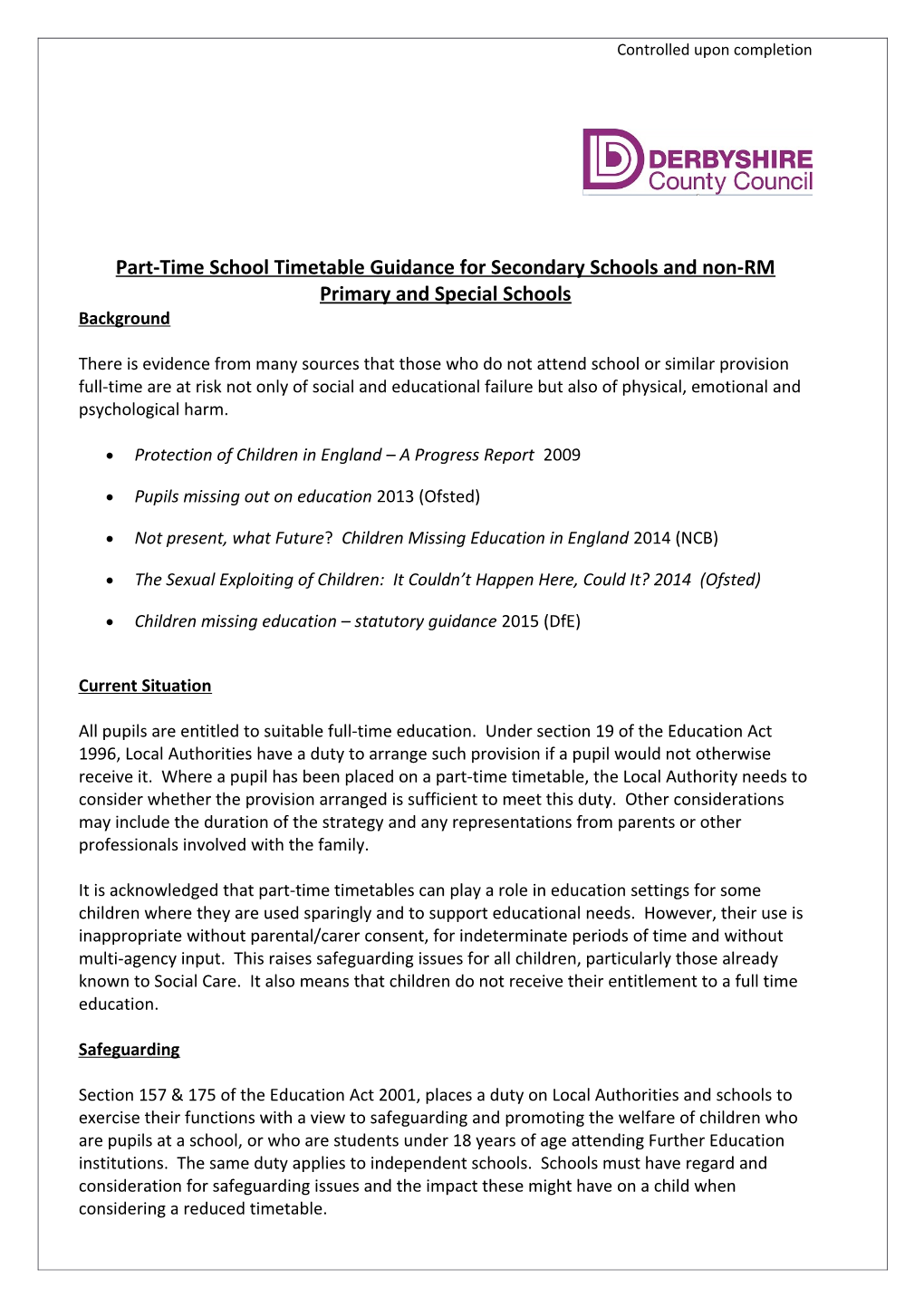 Secondary Part-Time Timetables Guidance and Form