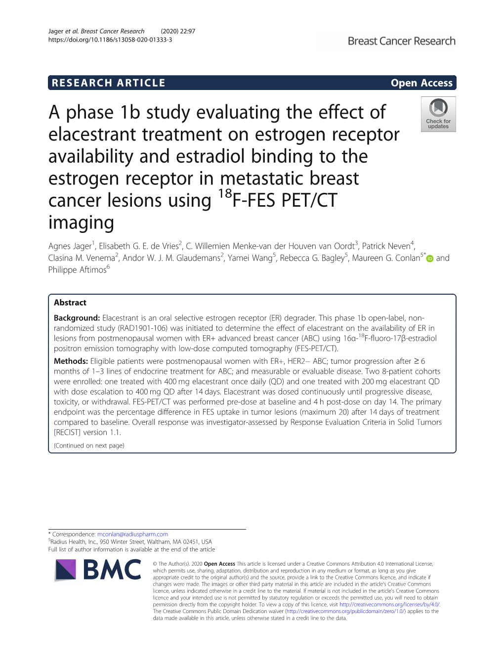 A Phase 1B Study Evaluating the Effect of Elacestrant Treatment on Estrogen