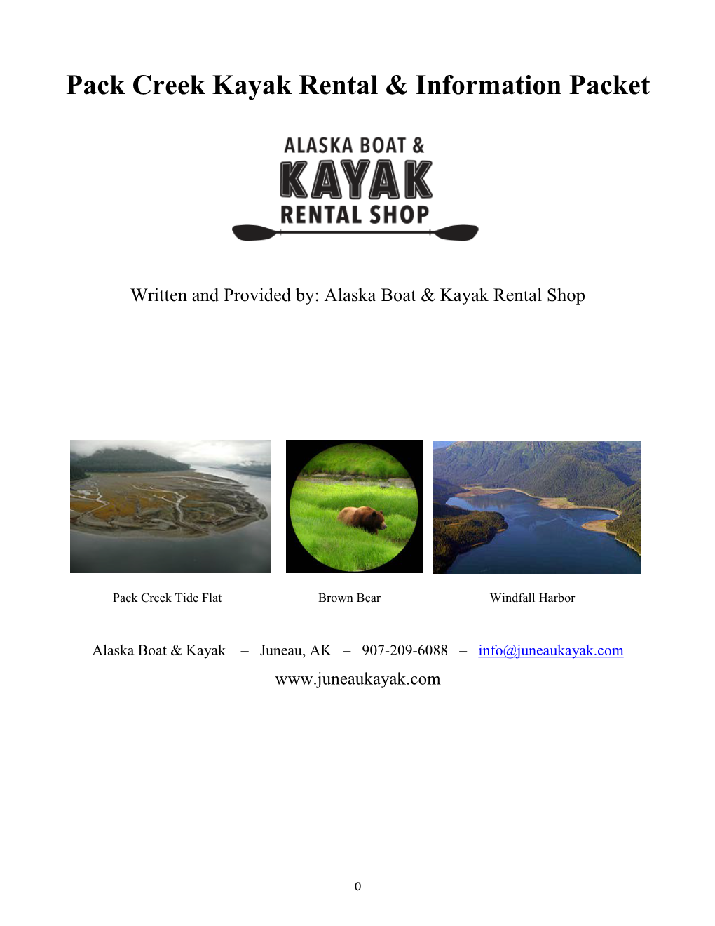 Pack Creek Kayak Rental & Information Packet