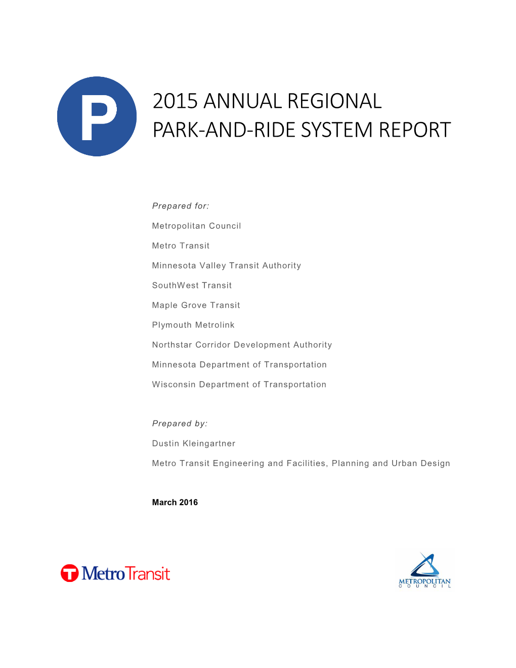 2015 Annual Regional Park-And-Ride System Report