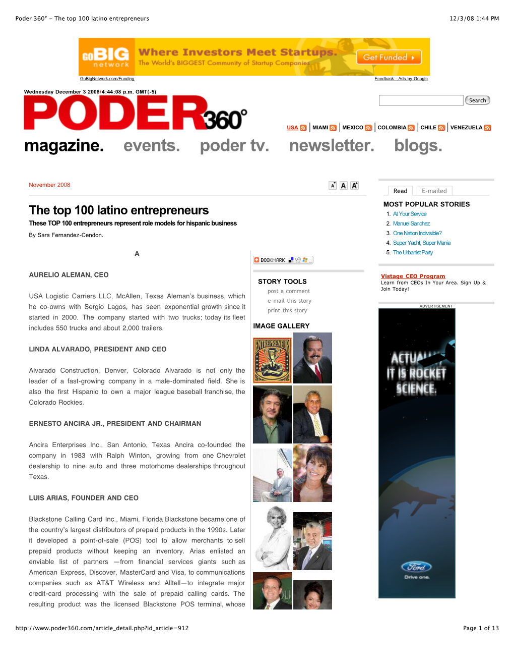 Poder 360° - the Top 100 Latino Entrepreneurs 12/3/08 1:44 PM