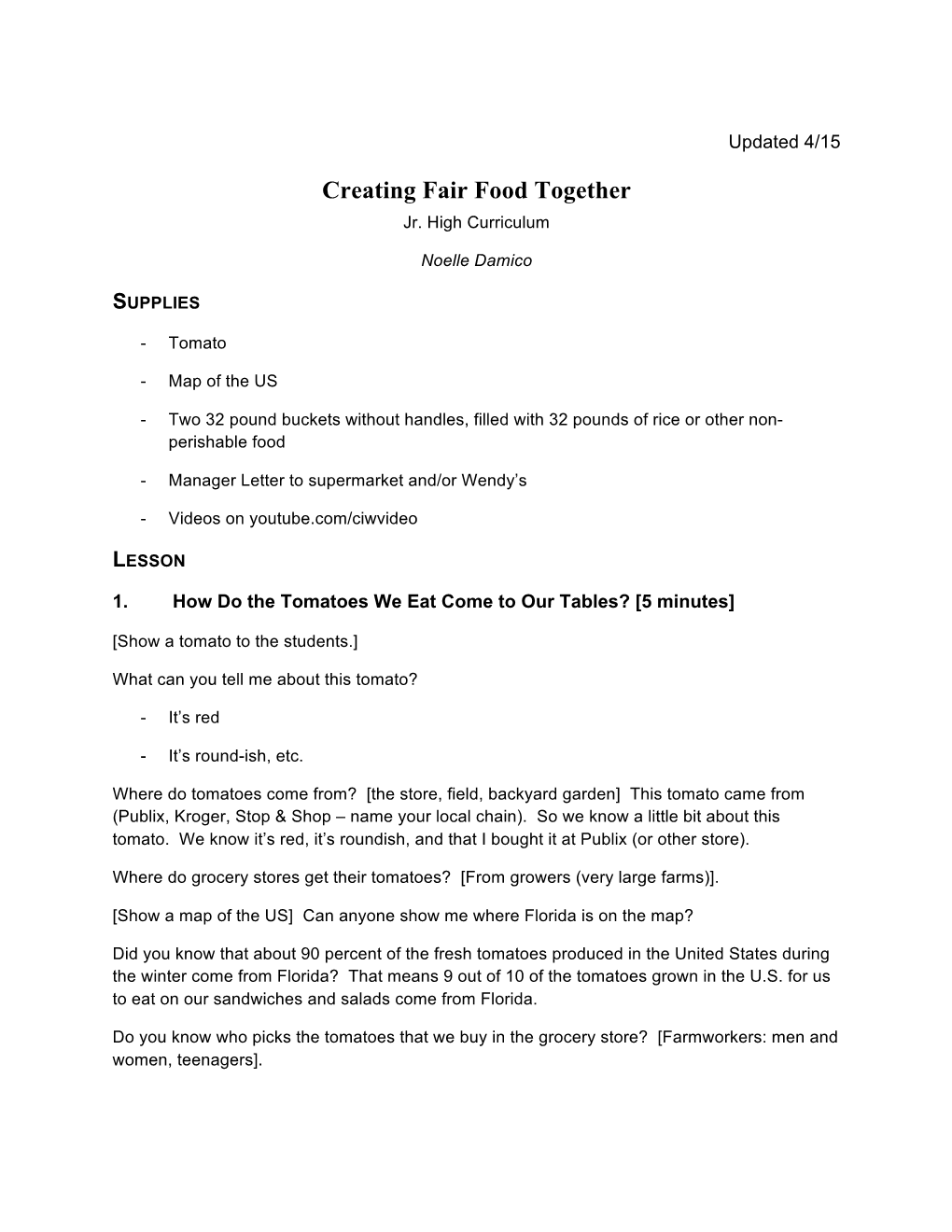 Creating Fair Food Together Jr