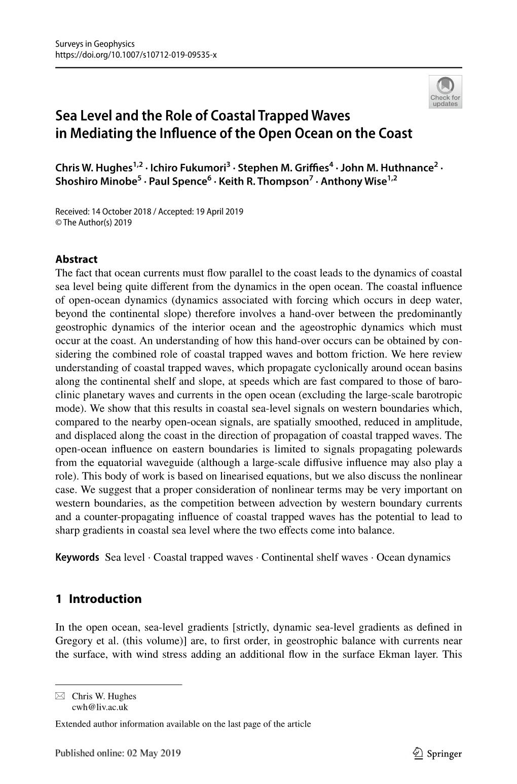 Sea Level and the Role of Coastal Trapped Waves in Mediating the Infuence of the Open Ocean on the Coast