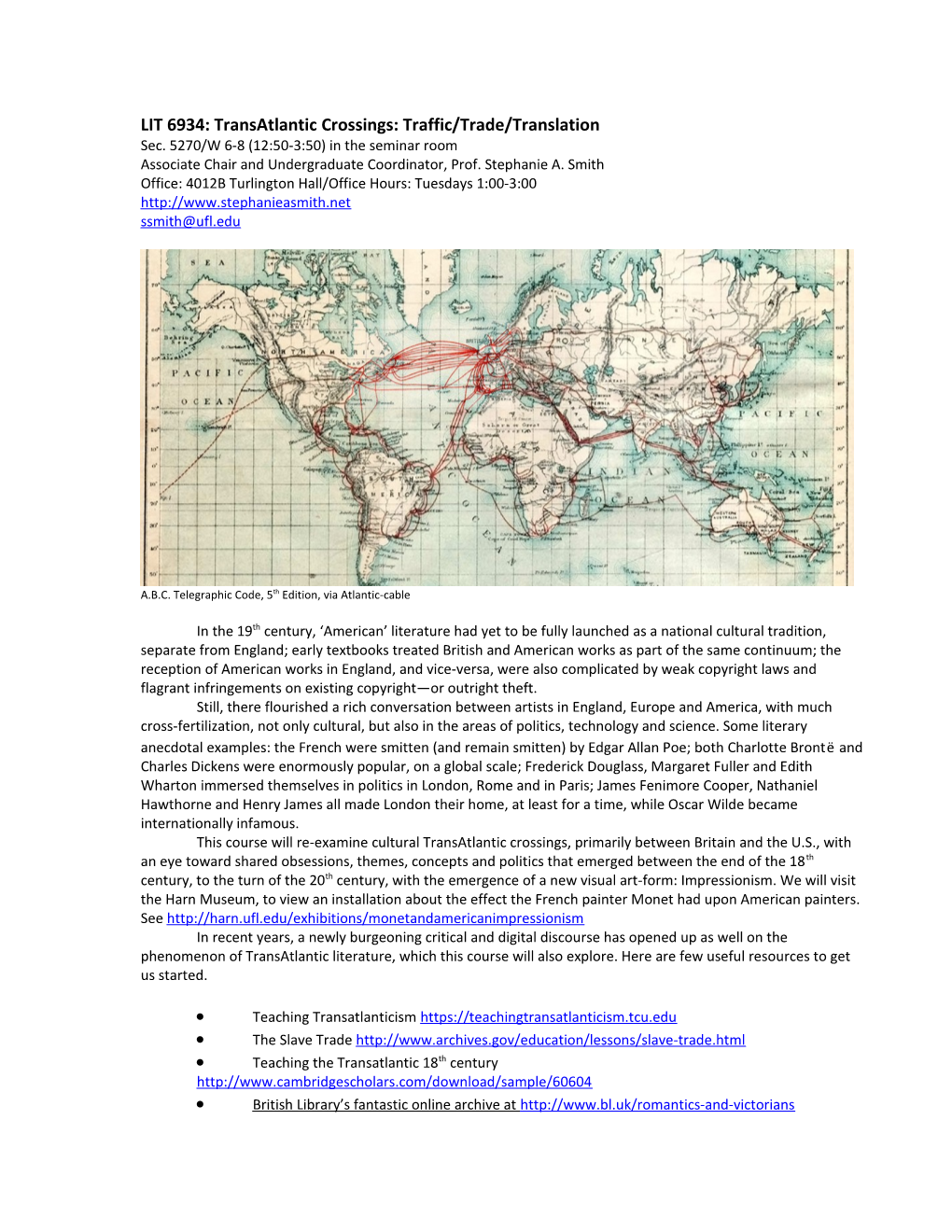 LIT 6934 : Transatlantic Crossings: Traffic/Trade/Translation