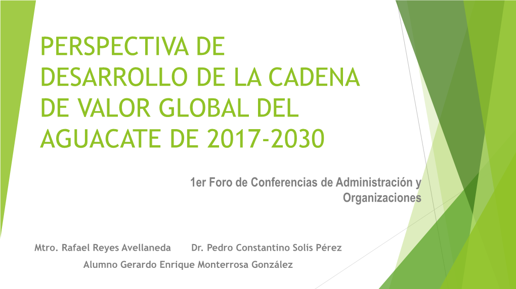 Perspectiva De Desarrollo De La Cadena De Valor Global Del Aguacate De 2017-2030