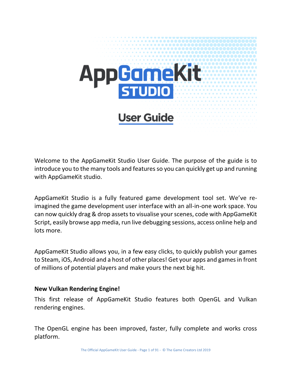 Welcome to the Appgamekit Studio User Guide