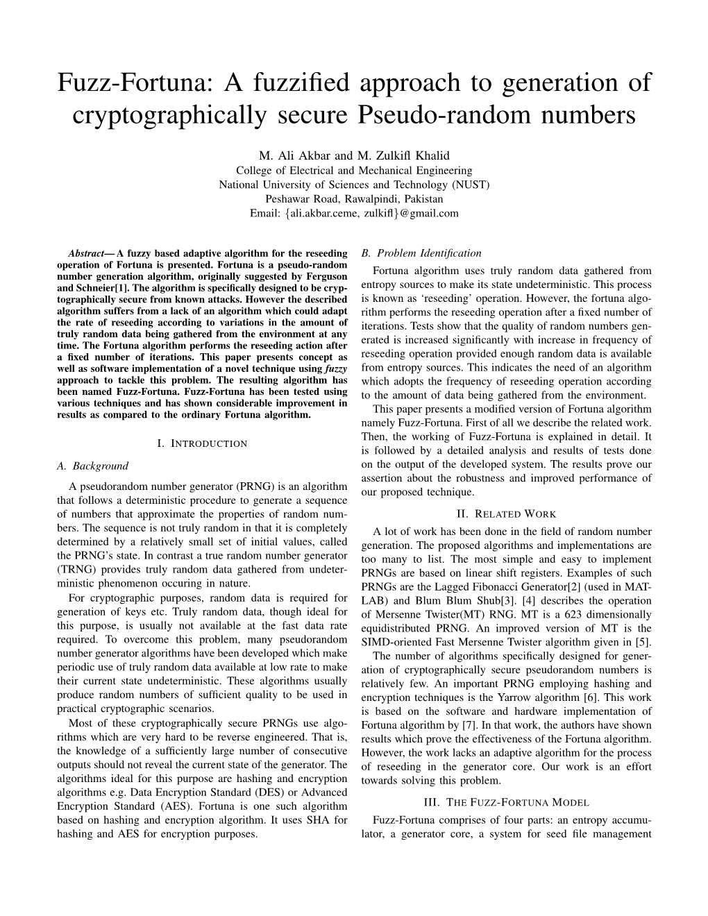 Fuzz-Fortuna: a Fuzziﬁed Approach to Generation of Cryptographically Secure Pseudo-Random Numbers