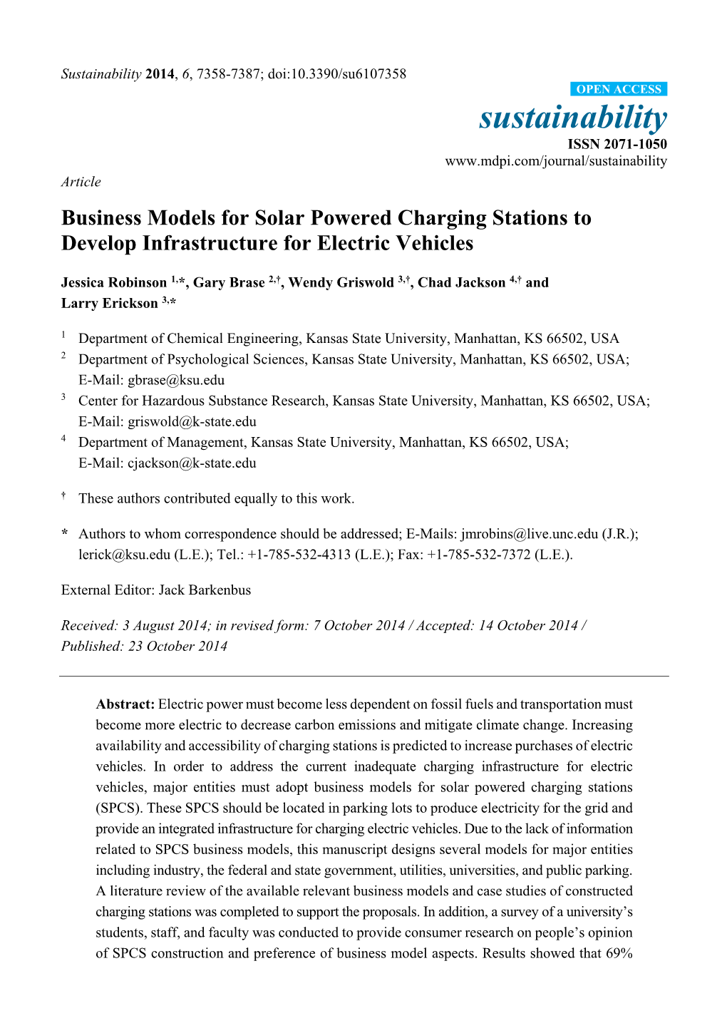 Business Models for Solar Powered Charging Stations to Develop Infrastructure for Electric Vehicles