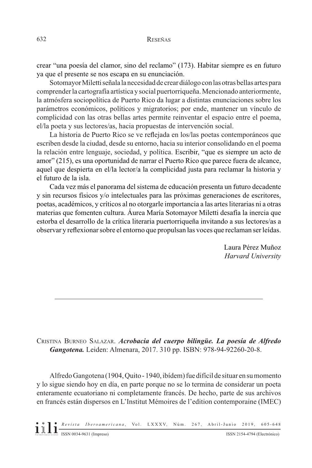 “Una Poesía Del Clamor, Sino Del Reclamo” (173)