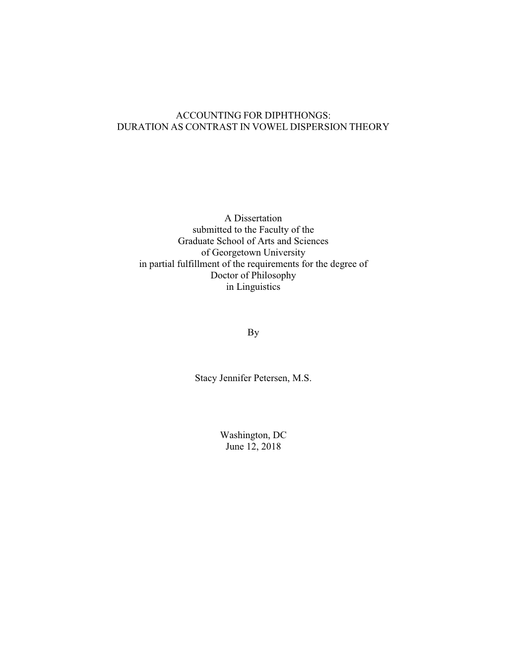 Accounting for Diphthongs: Duration As Contrast in Vowel Dispersion Theory