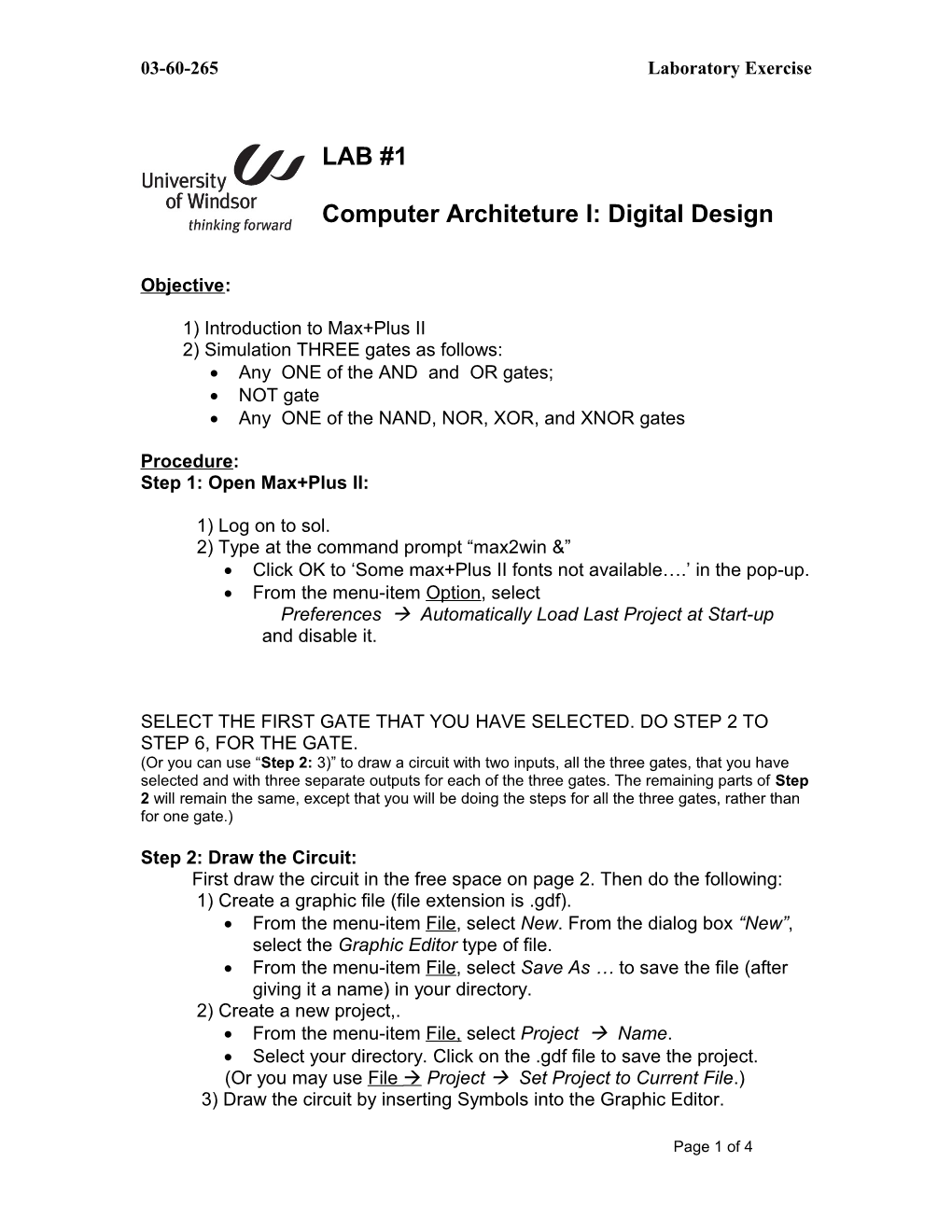 Computer Architeture I: Digital Design